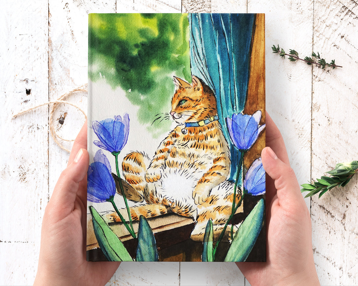 cat art hardcover journal notebook lined