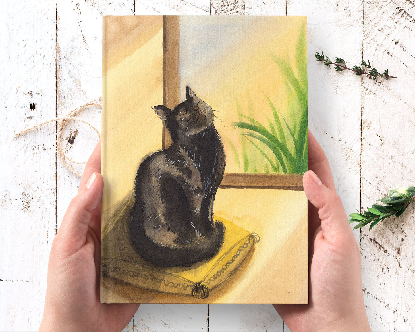 black cat art hardcover journal notebook lined