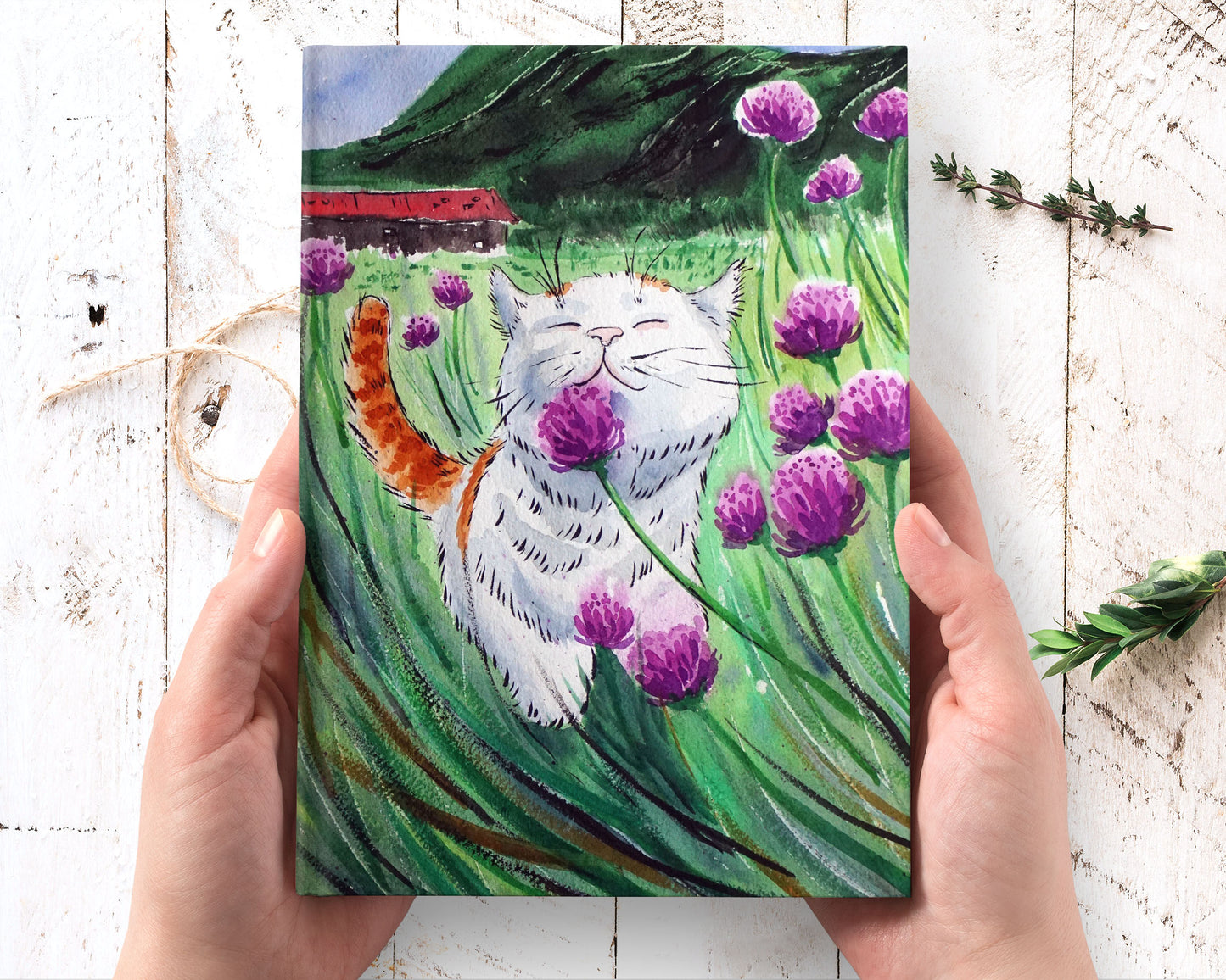 cat art hardcover journal notebook lined