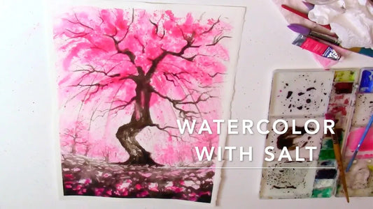 Watercolor With Salt: Beautiful Cherry Blossom Painting Demo