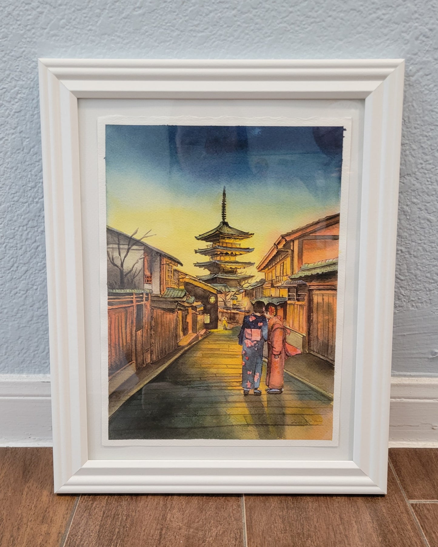 Original Watercolor Painting "Kyoto Sunset"