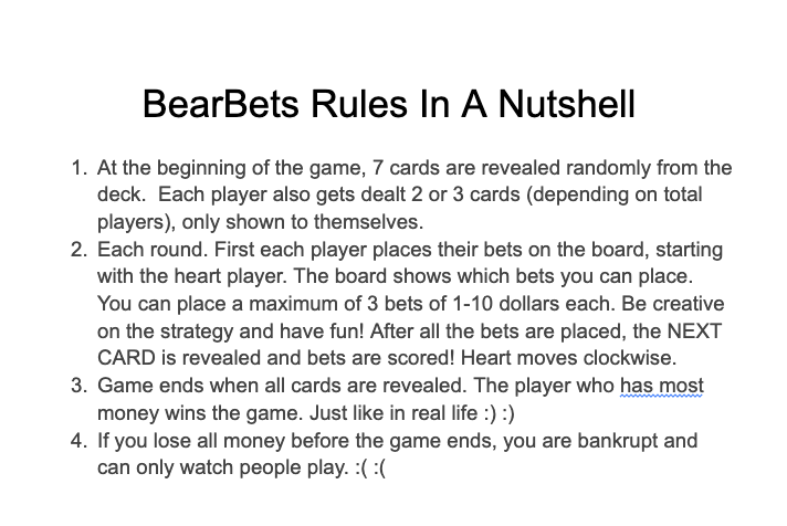 Bear Bets Board Game