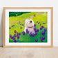 dog art and bluebonnet print