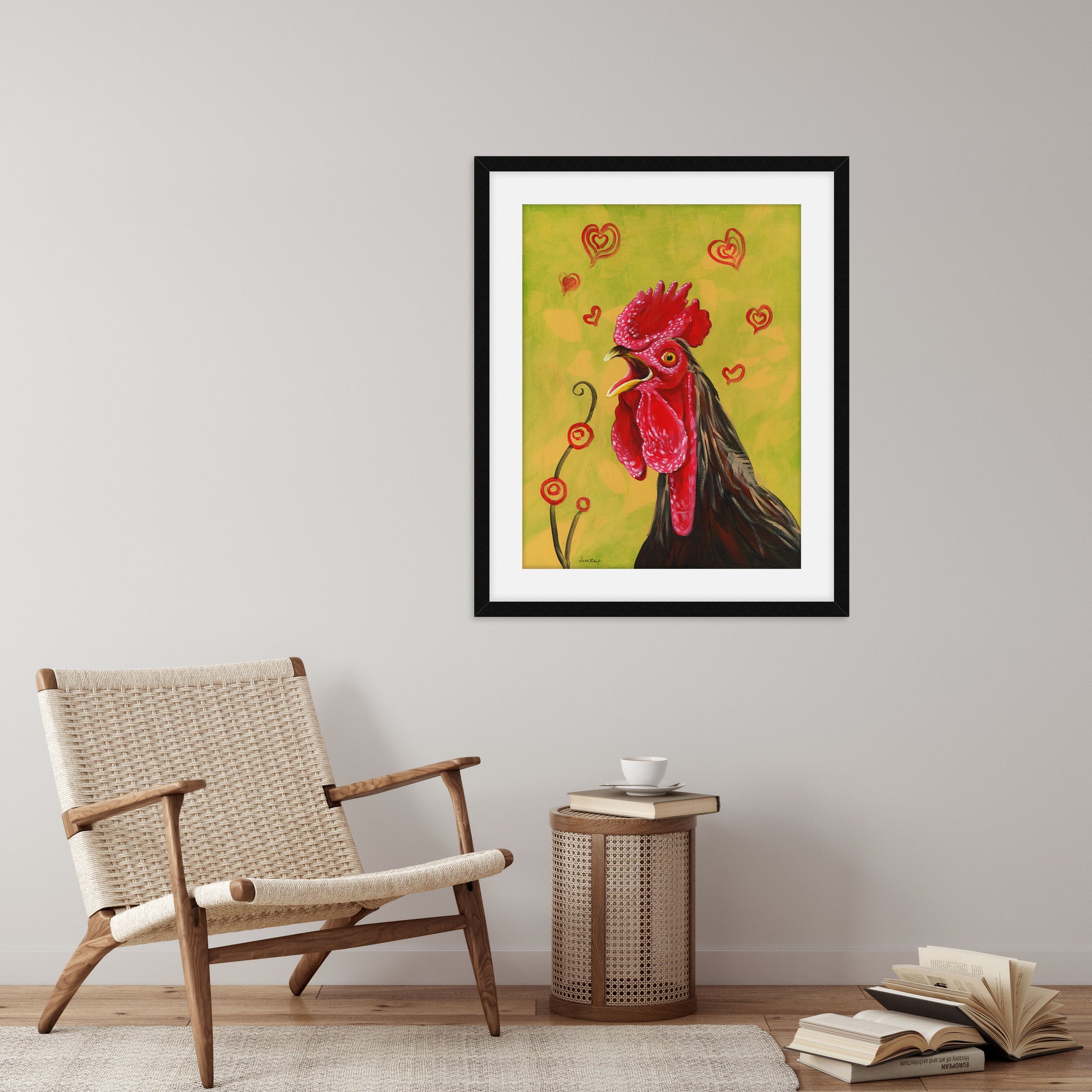 funny rooster wall art print