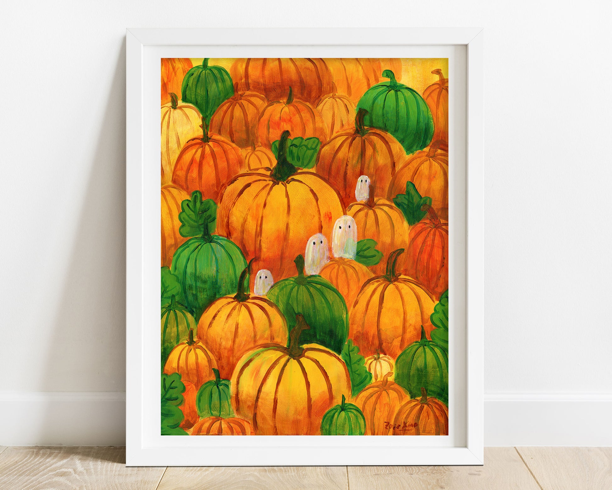 Halloween Pumpkin Ghosts Art Print