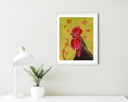 funny rooster wall art print