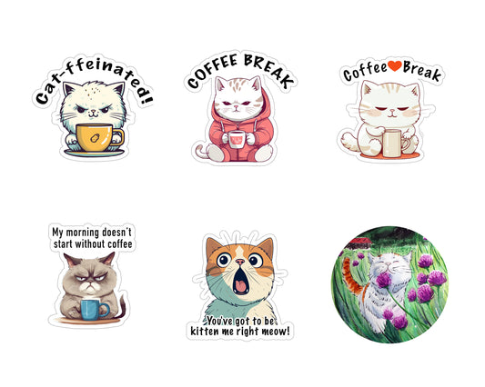 cat stickers, cat puns