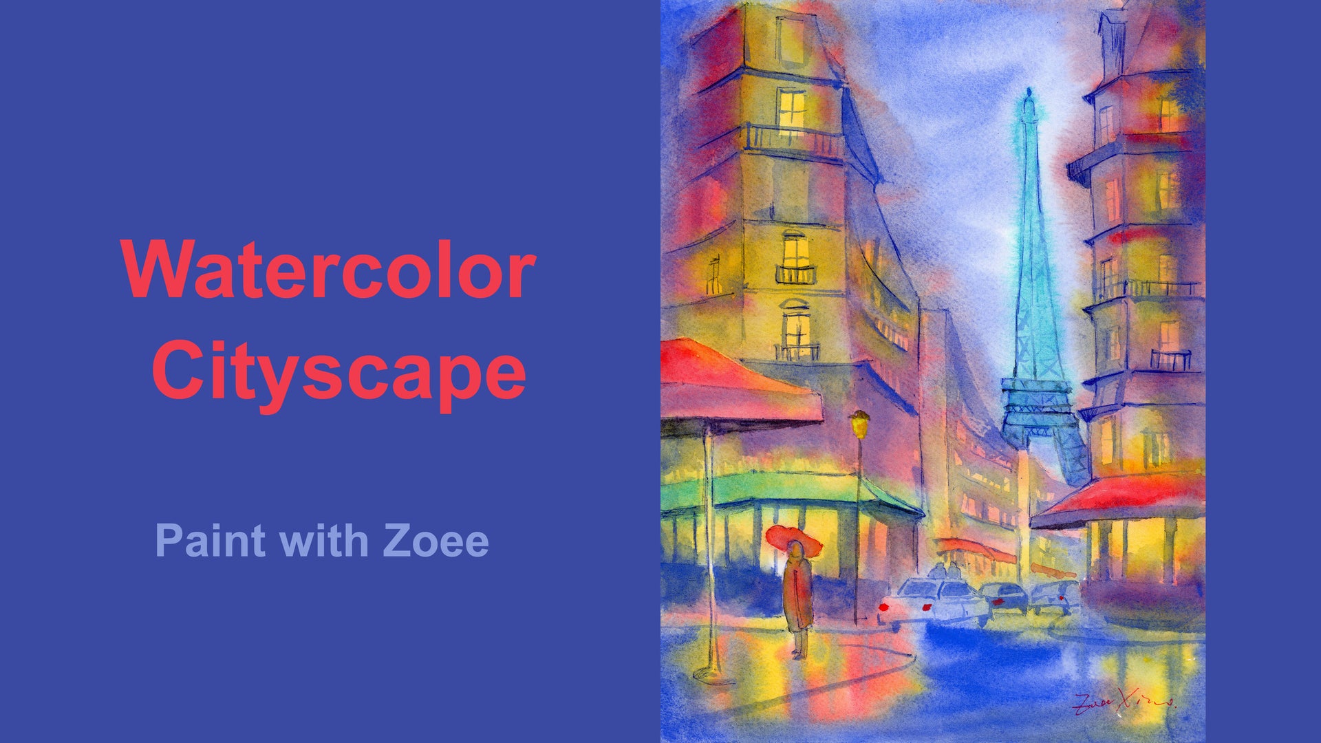Load video: watercolor Paris painting process