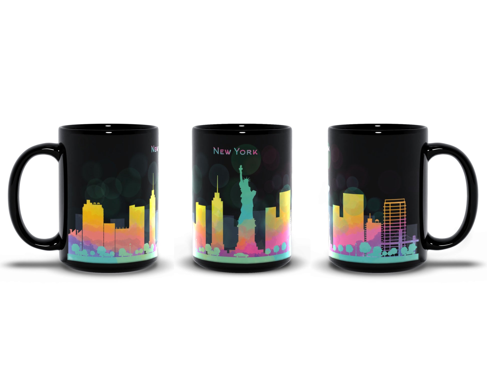 new york skyline black coffee mug