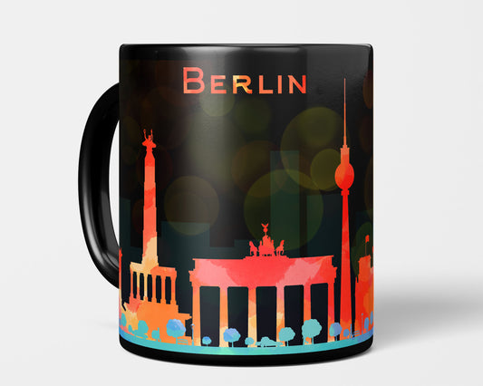 Berlin Skyline Black Coffee Mug