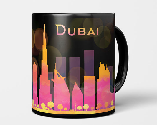 Dubai skyline art mug