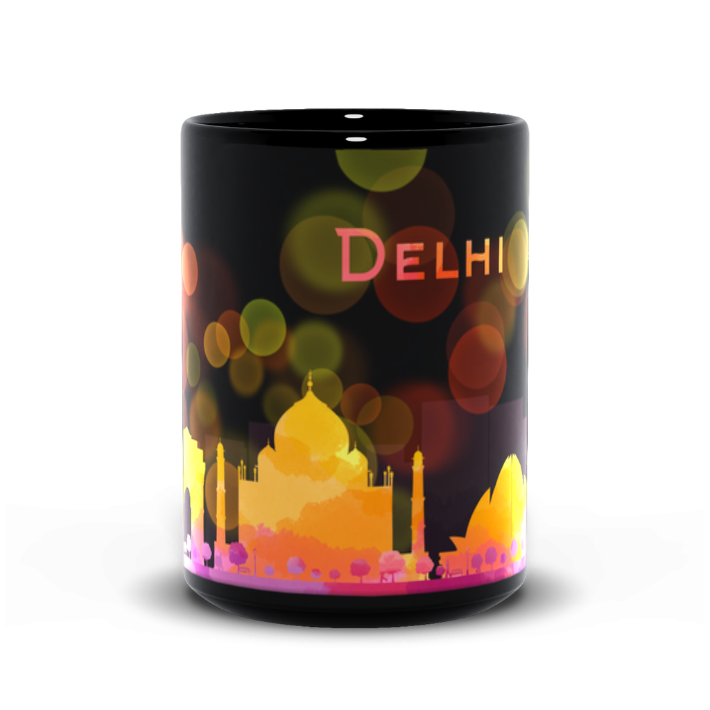 Delhi Skyline Black Coffee Mug