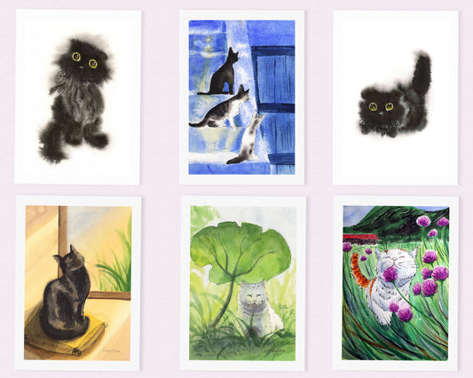 Cat Art Greeting Card Set of 6