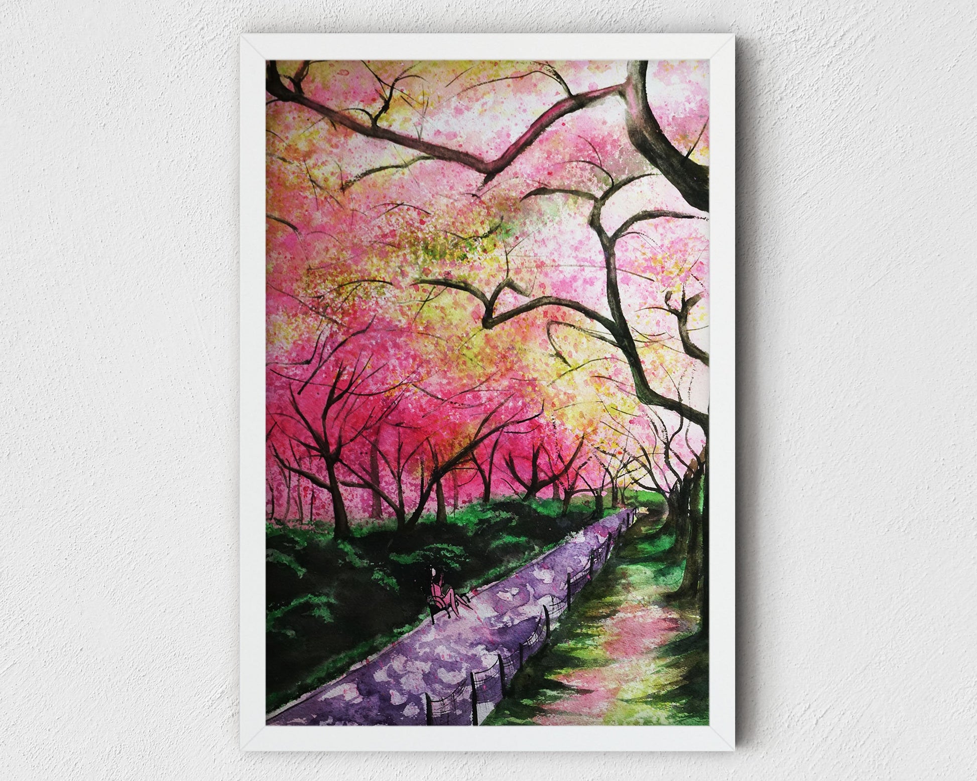 New York cherry blossom wall art