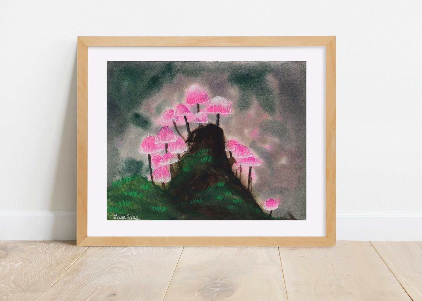 pink mushroom art print