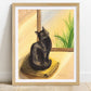 Black Cat Art Print "Oh! Sunshine"