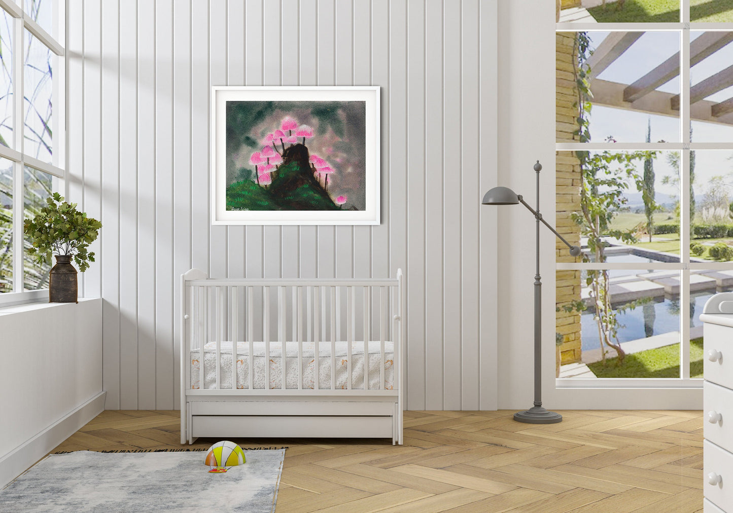 pink mushroom art print