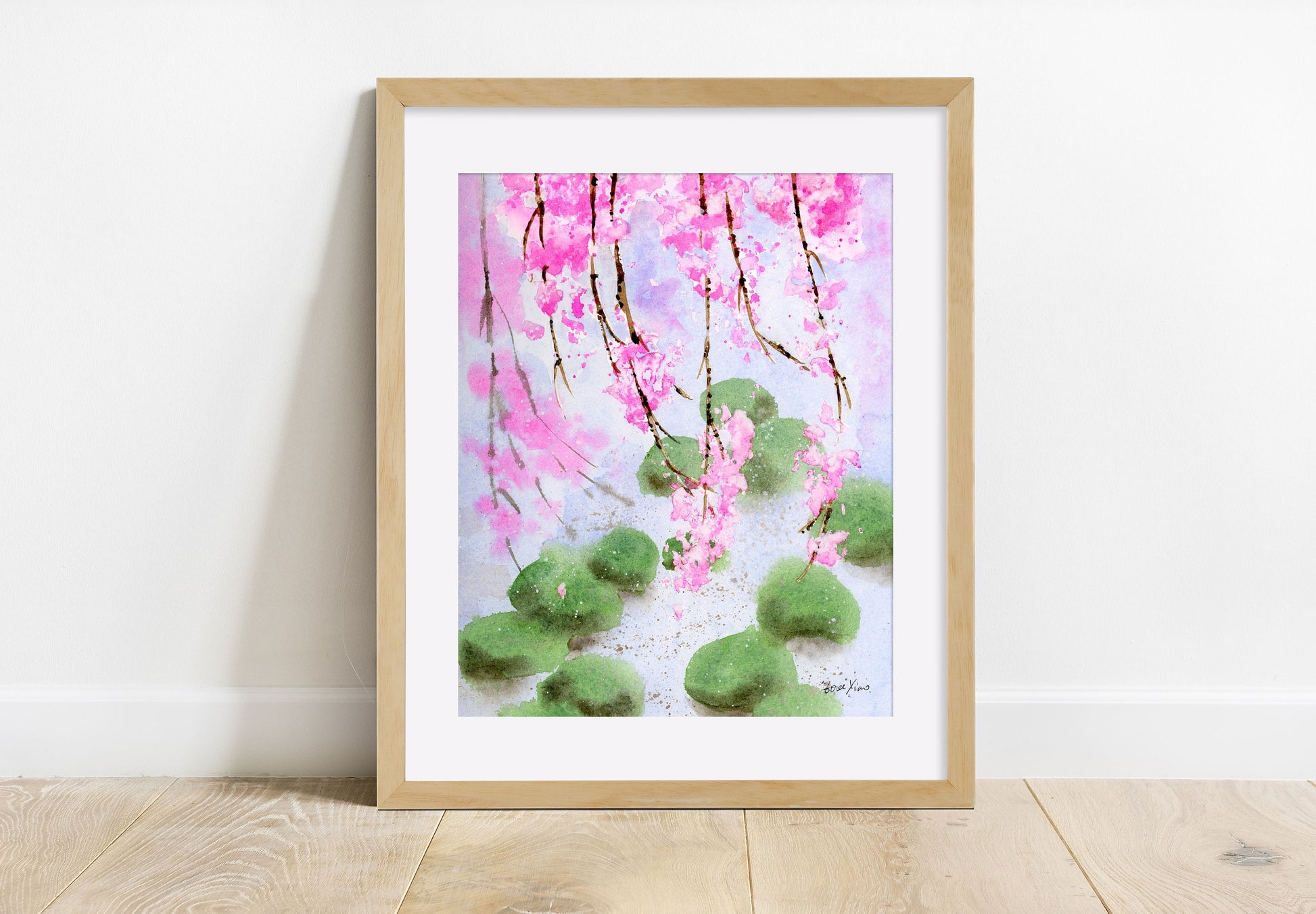 Japanese cherry blossom art print 