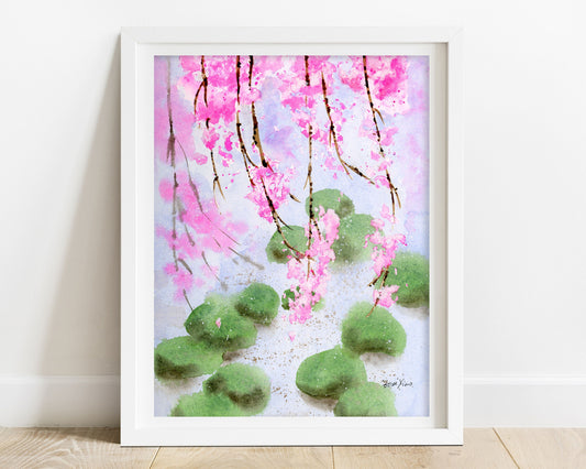 Japanese cherry blossom art print 