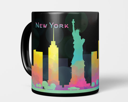 new york skyline black coffee mug
