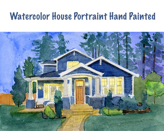 custom house portrait watercolor hand painted