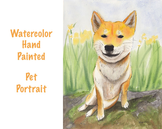 custom pet portrait watercolor hand painted