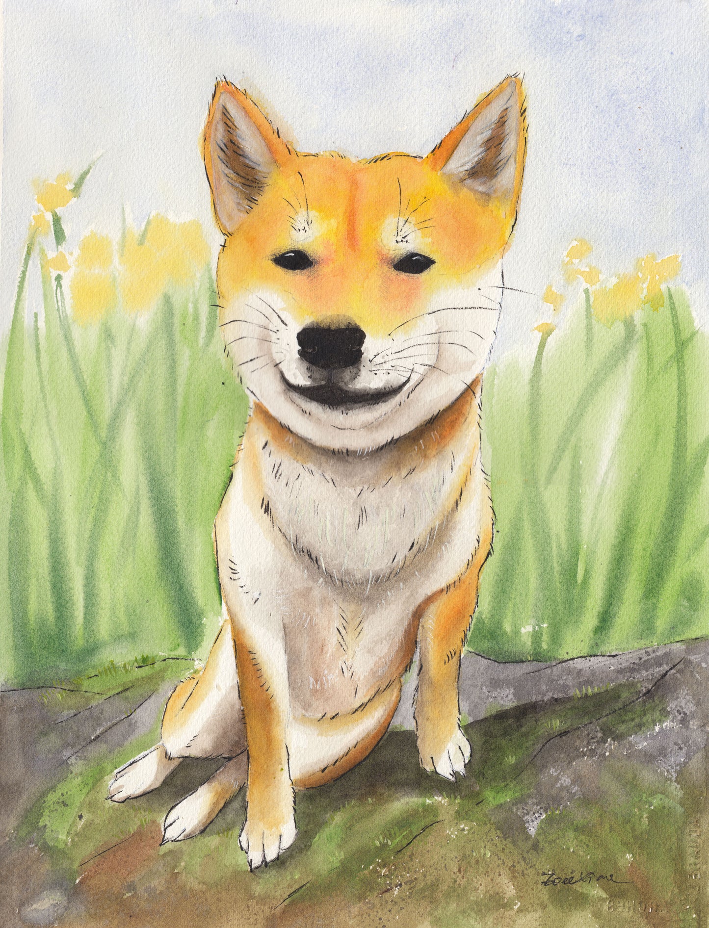 custom pet portrait watercolor hand painted