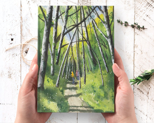 forest hiking hardcover writing journal notebook lined
