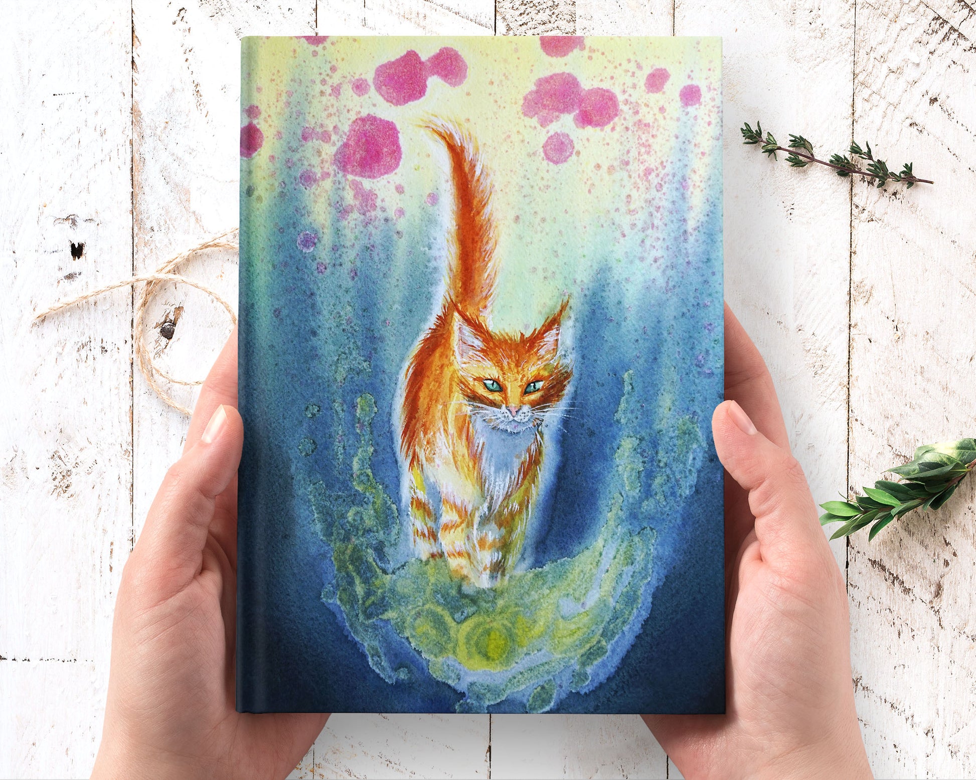 cat art hardcover journal notebook lined