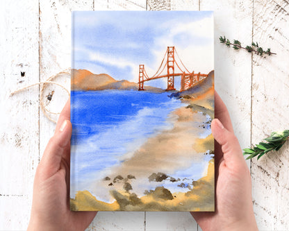 San Francisco Golden Gate Beach Hardcover Journal Notebook Lined